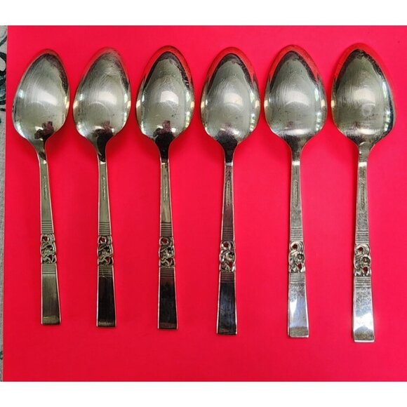 Community Morning Star Table Spoon set of 8 Silver Plate Vintage Oneida - Picture 2 of 4